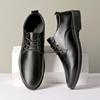 Business Leather Shoes Men's Black Casual Work Shoes Simple Fashion Best Man Wedding Shoes Versatile Lace-up Soft Sole Non-slip Men's Shoes