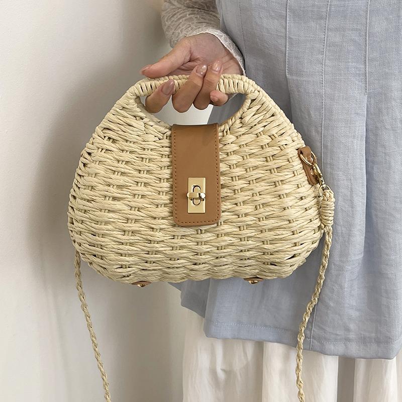 Woven Elegant Straw Woven Bag Summer Travel Beach Shoulder Bag Crossbody Bag Fashion Wicker Rattan Bag Women Handbags 2026 New