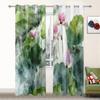 Lotus Curtains for Living Room Landscpe Thick Window Curtain for The Bedroom Aesthetic Room Decor Scenery High Shading Curtain
