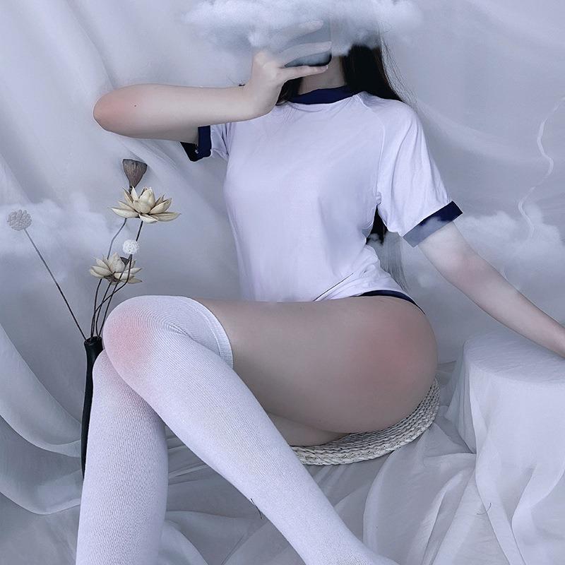 Sex underwear split triangle shorts pure school girl uniform pink sexy sex home suit