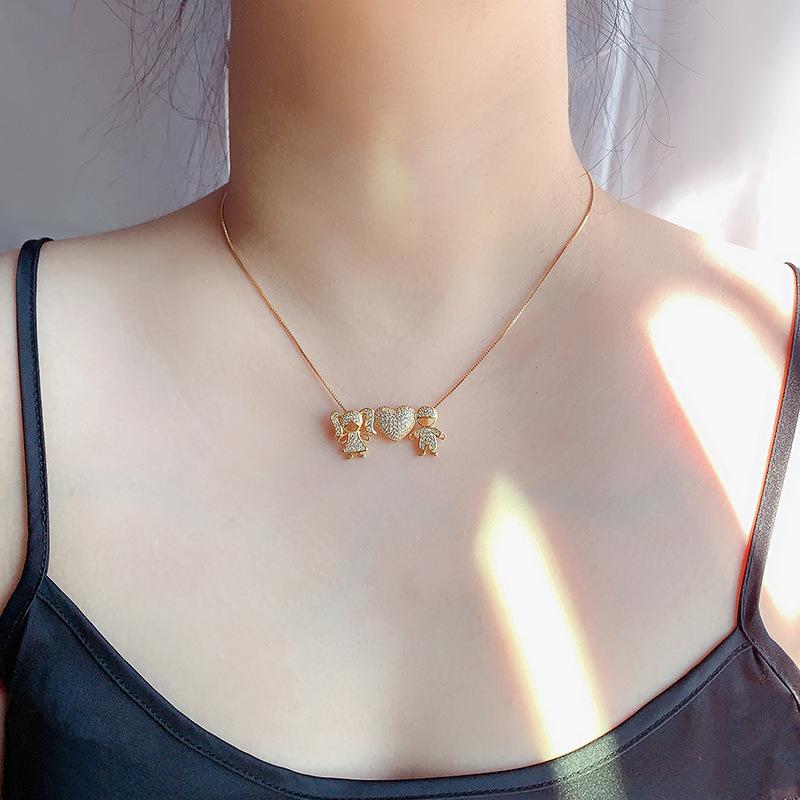 Necklace Women'S Creative Micro-Set Zircon Boys And Girls Pendant, Elegant Love Necklace Couple Gifts