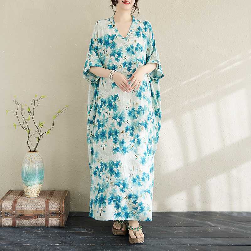 

Summer Color Retro Long Skirt Cotton Linen Dress One size