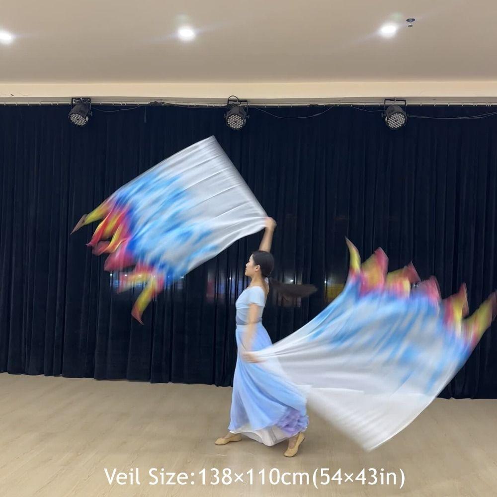 Multicolor Rectangle Flags with Telescopic Sticks Colorful Scarves Flag  Dance Performance