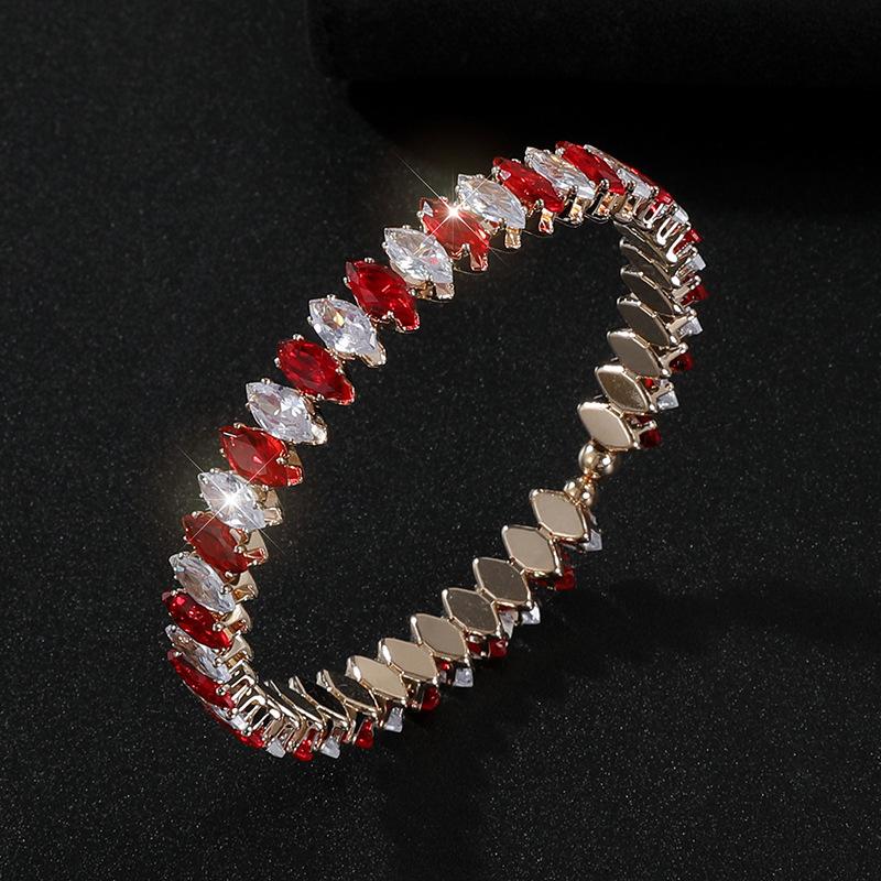 Full Diamond Zircon Open Bracelet Banquet Crystal Gold Silver Color Zircon Rhombus Bracelet