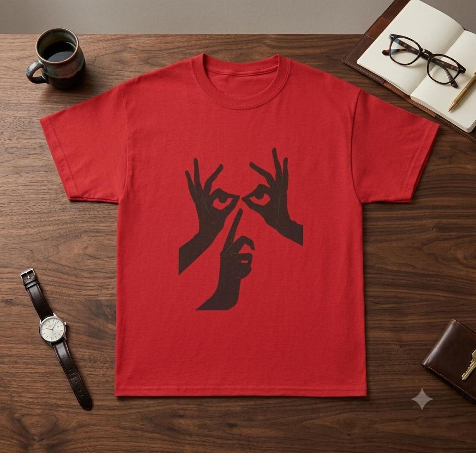 Hand Gesture Face T-Shirt | Minimal Black Hands Illustration 3XL