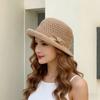 Women's Bucket Hat Features Breathable Crochet Design Bow Rhinestone Clasp,Casual Outings Vacations Summer Activities
