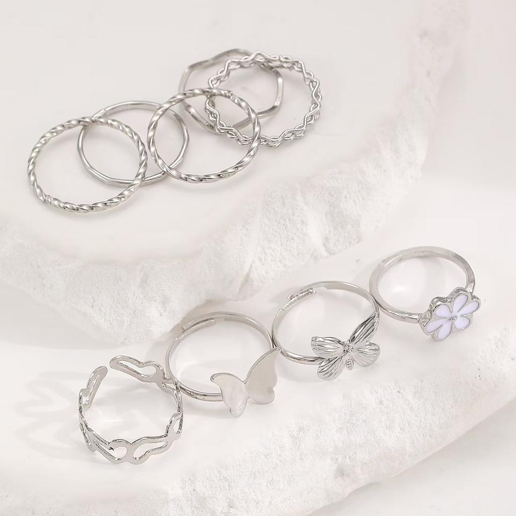 High-quality new ins style set ring, fashionable and creative, simple and good-looking electroplated joint ring 2026 wholesale