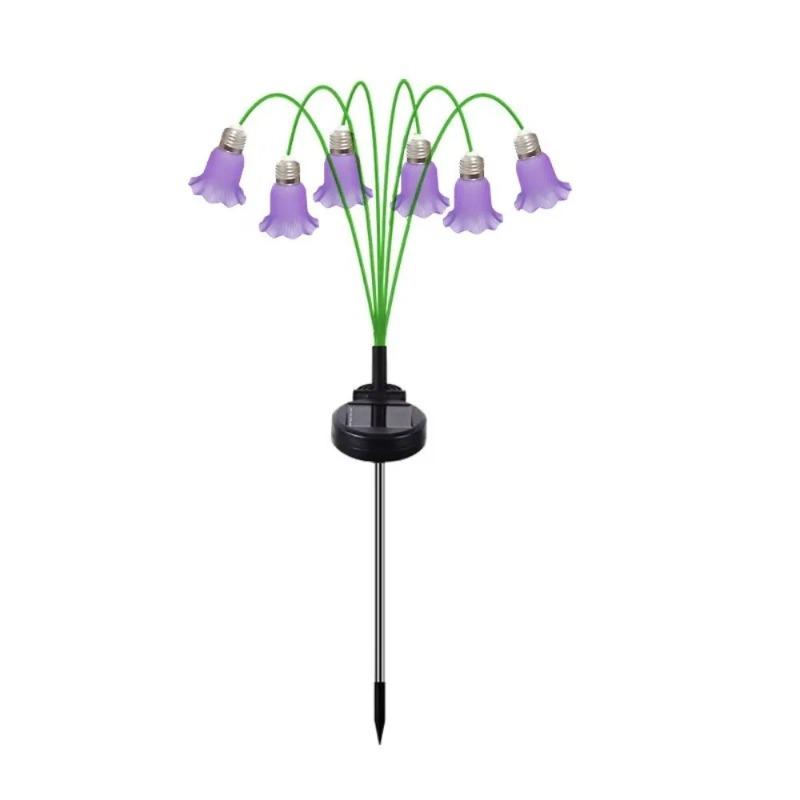 Solar Powered Bluebell Fiber Optic LED Floor Plug Light, Outdoor Waterproof Landscape Lamp for Courtyard, Garden, Lawn and Path Decoration