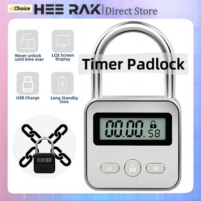 Candado con Temporizador Pantalla LCD HD Añadir Retroiluminación Aleación de Zinc Temporización Máxima 99 Horas Espera Super Larga Cerradura Electrónica Anti-adicción