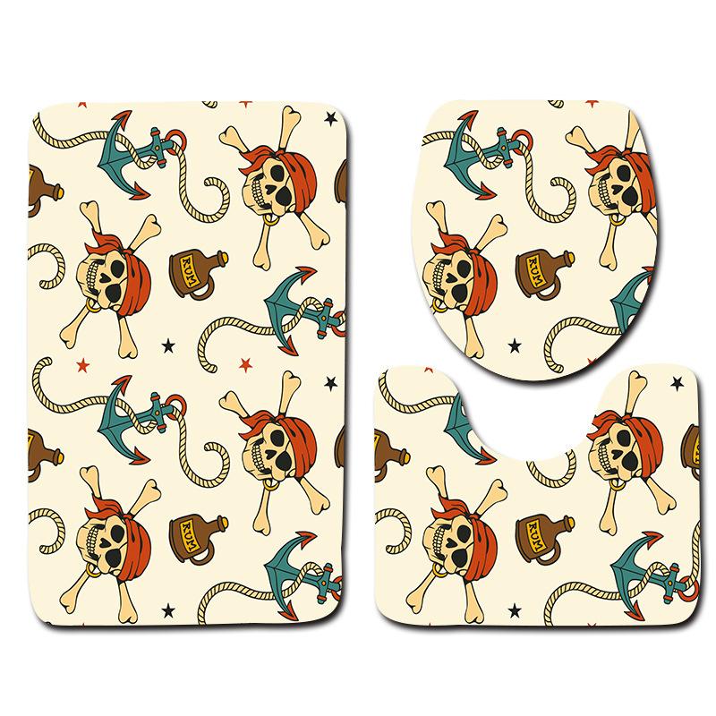 Toilet Three-Piece Floor Mat Bathroom Toilet Carpet Doormat