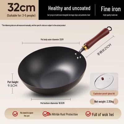 Zhangqiu Hand-Forged Fine Iron Wok with Lid