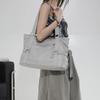 Large Leather Tote Bag with Front Zip Pocket and Adjustable Straps Stylish Women's Everyday Shoulder Bag