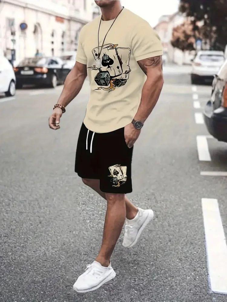 New Men s Summer Street Fashion Letter Print Comfortable Breathable Round Neck S