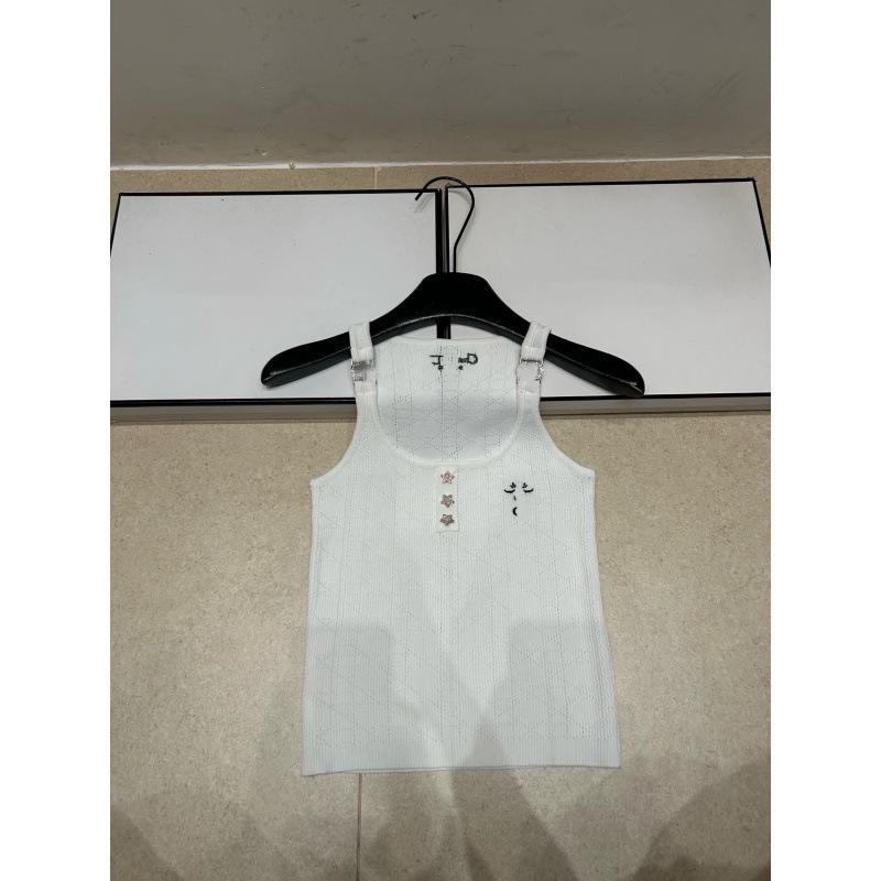 High-Quality Diamond Quilted Bee Embroidery Knit Camisole Vest