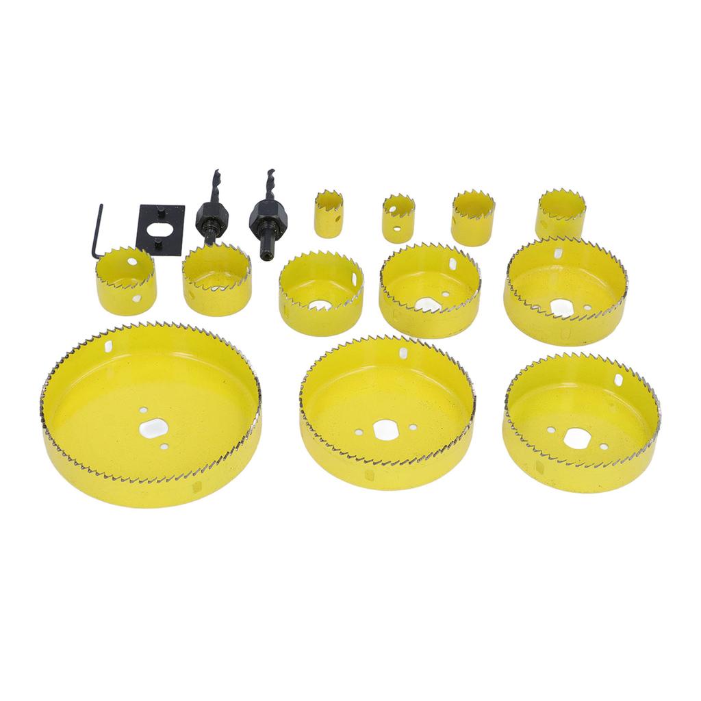 16PCS Set Hole Saw Kit Yellow 19?127mm Electricians Hole Saw Kit for PVC Board Plastic
