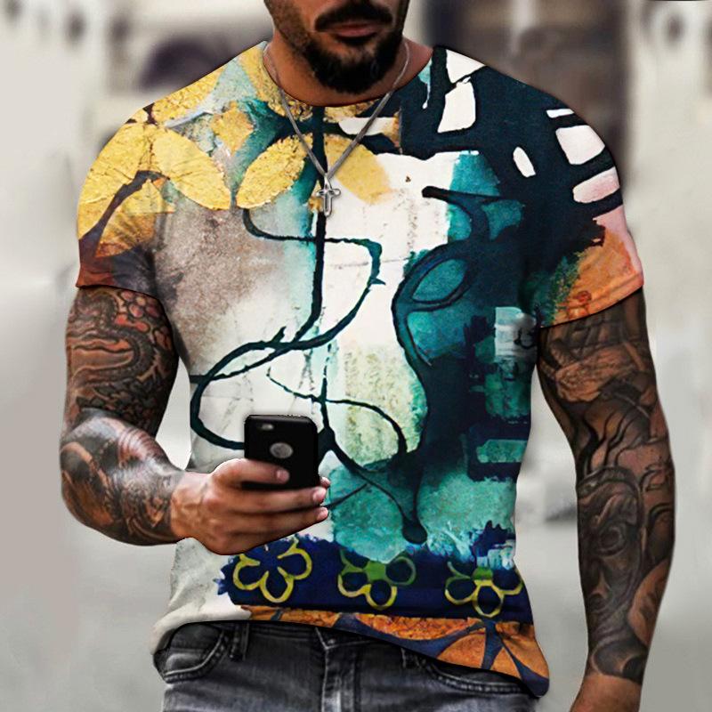 3D digital printing teen men's short-sleeve top, multifunctional and breathable