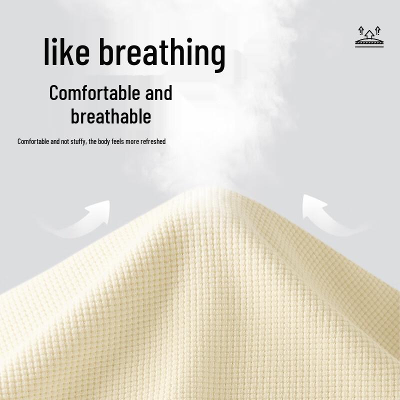 MINISO Men's Waffle Knit Heavyweight Casual T-Shirt