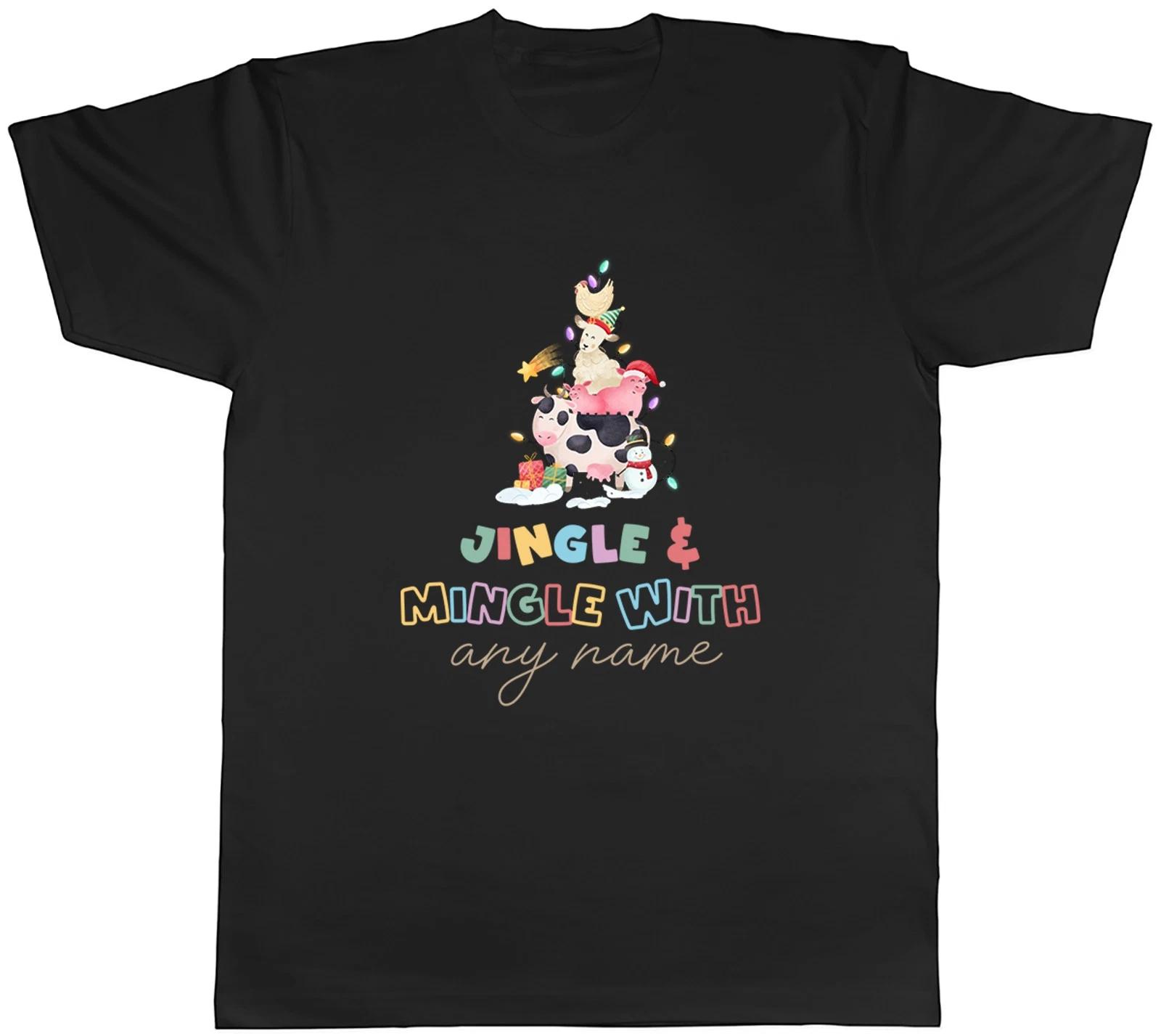 Personalised Jingle & Mingle with Any Name Xmas Mens T-Shirt Tee Gift Top XXL