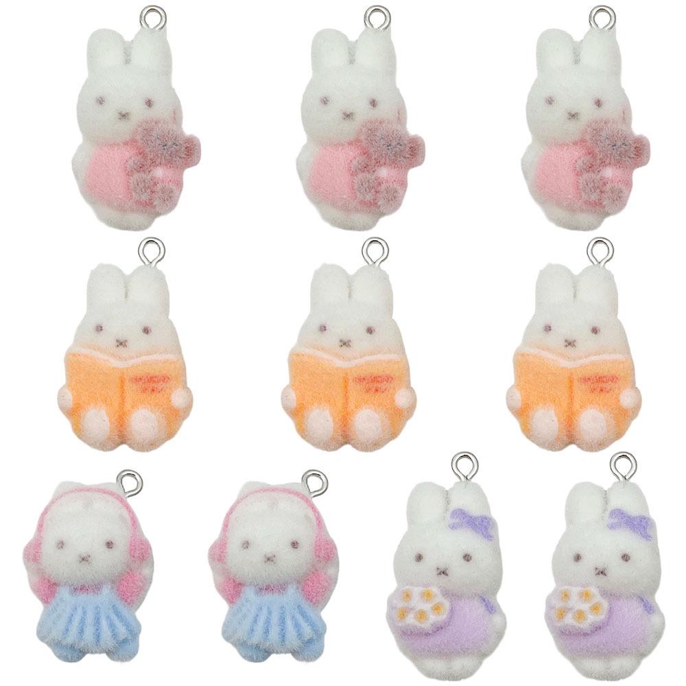 3D Cartoon White Rabbit Plush Ornament & DIY Earrings Phone Lanyard Accessories