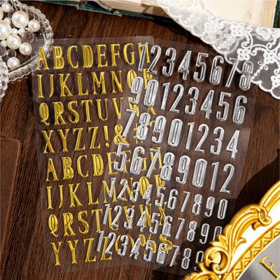 1pcs/1lot Kawaii Scrapbook Stickers  Numbers In English Junk Journal Gold Planner Stationery Sticker Planner Decorative