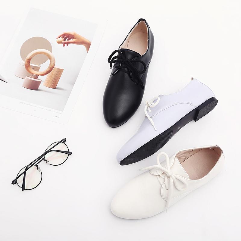 Scarpe basse da donna a stringa moda stile college britannico casual scarpe basse comode taglie grandi a taglio basso