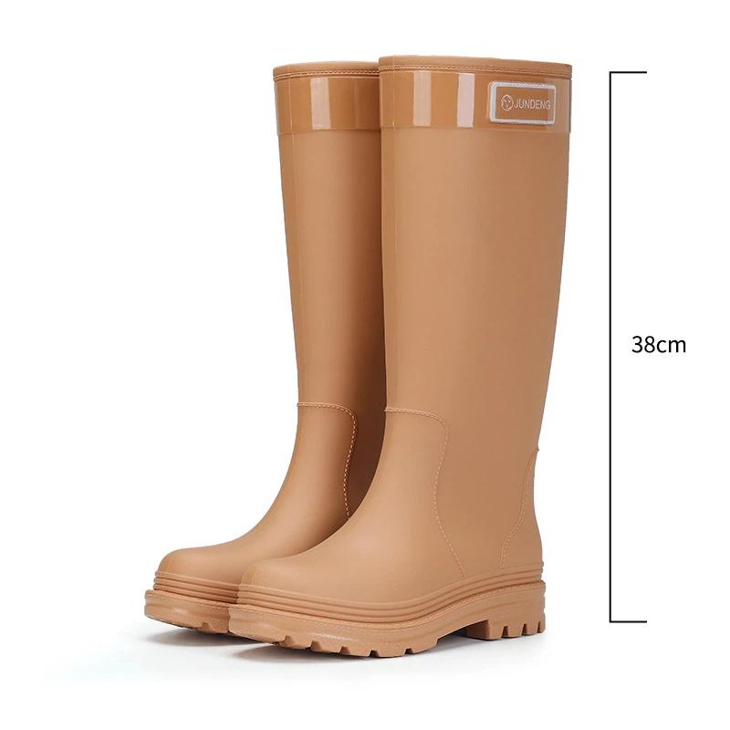 Verdickte Gummistiefel, Langschaft Wasserdichte Regenstiefel, Rutschfeste Modische Gummischuhe