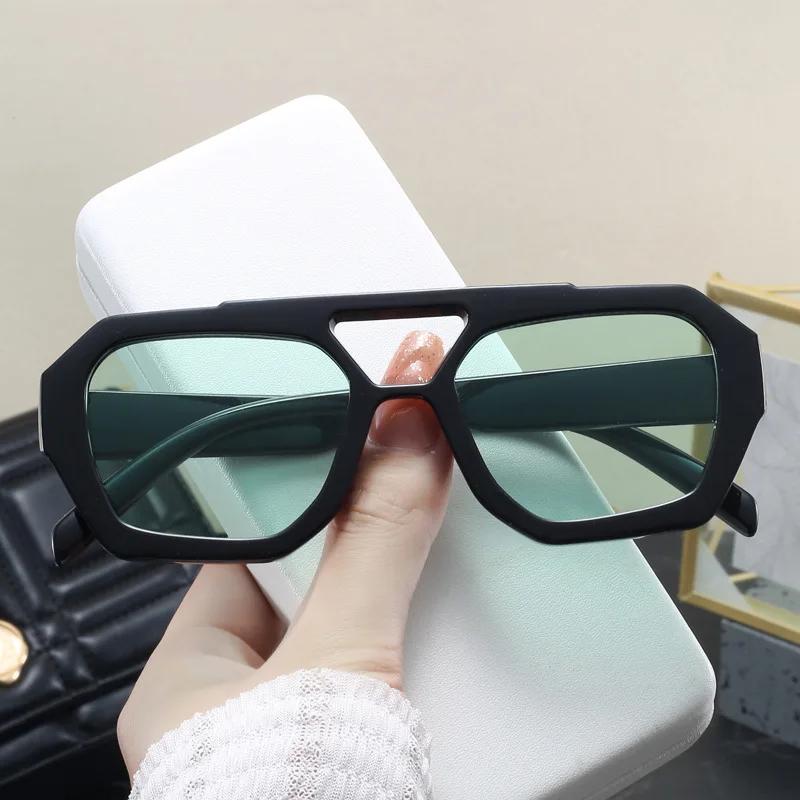 Nowe Vintage Kwadratowe Okulary Przeciwsłoneczne Moda Kobiety Mężczyźni Podwójne Mostki Okulary Damskie Szykowne Wielokątne Okulary Przeciwsłoneczne Odcienie Leoparda Okulary