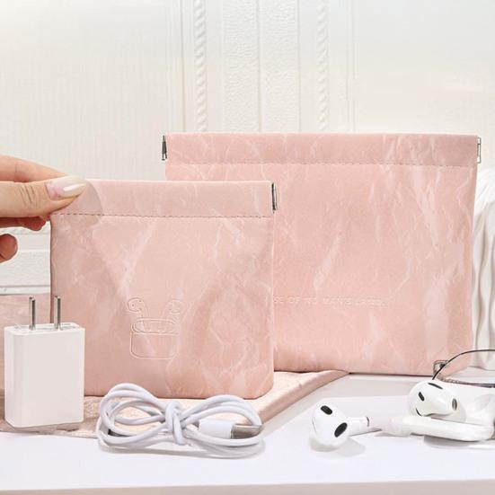 

Pocket Cosmetic Bag Portable Earphone Data Cable Storage Bag Coin Purse No Zipper Self-Closing Mini Makeup Bag for Daily Outings Travel M хакі