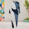Women Plus Size Printed Round Neck Long Sleeve Cuffed Top Cuffed Pants Two Piece Set With Pockets