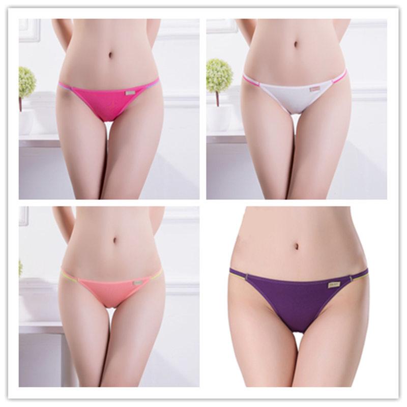 Women's Sexy Underwear String Panties Low Waist Seamless Briefs Ladies Bikini Soft Cotton Lingerie 4 Pcs/set