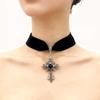 Gothic Dark Cross Ruby Necklace Choker Chain