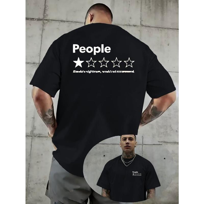 

European Size Five-star Rated Humorous and Self-deprecating Personality Print Men sCasual T-shirt with a Creative Design.Features Double-sided Graphic S чёрный