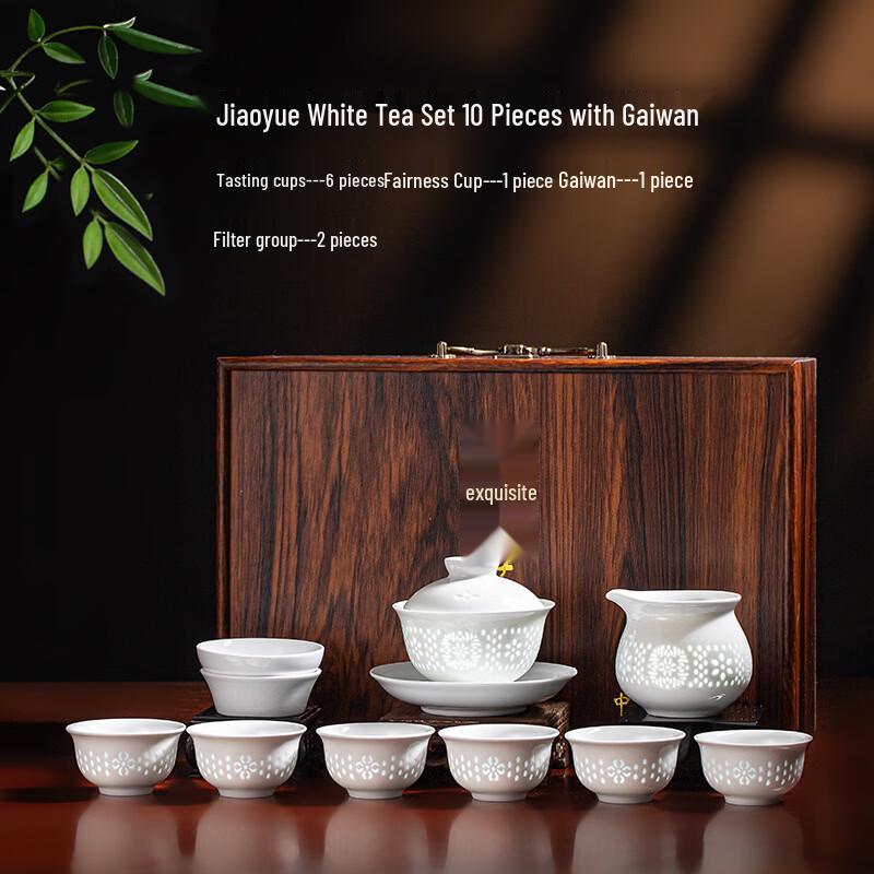 White Linglong Ceramic Tea Set