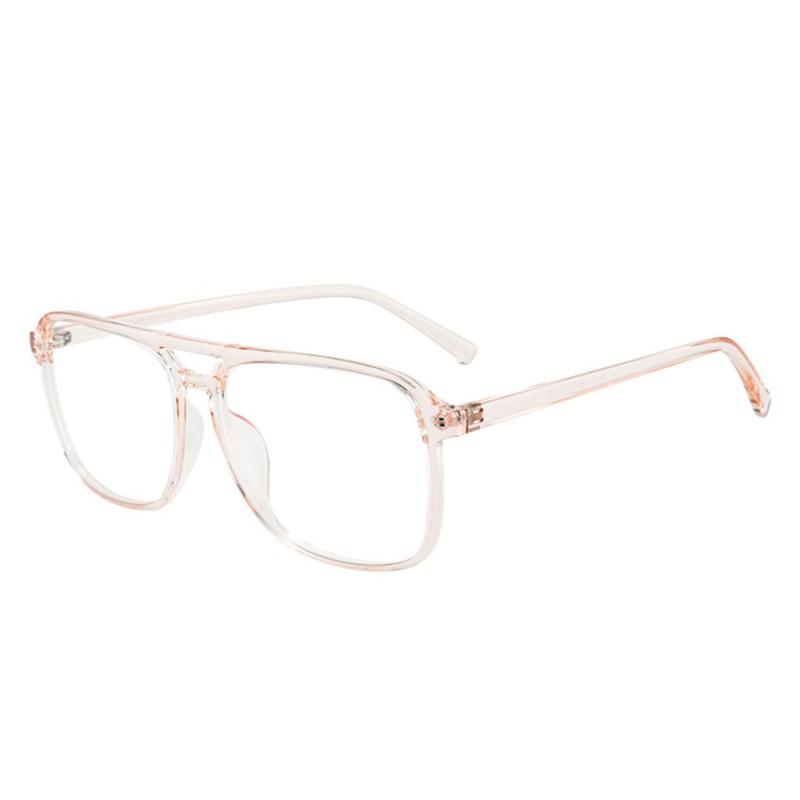 Blocking Blue Light Square Nearsighted Spectacle Double Beam Transparent Gray TR90 Diopter Glasses Prescription -0.5 -1.0 To -4