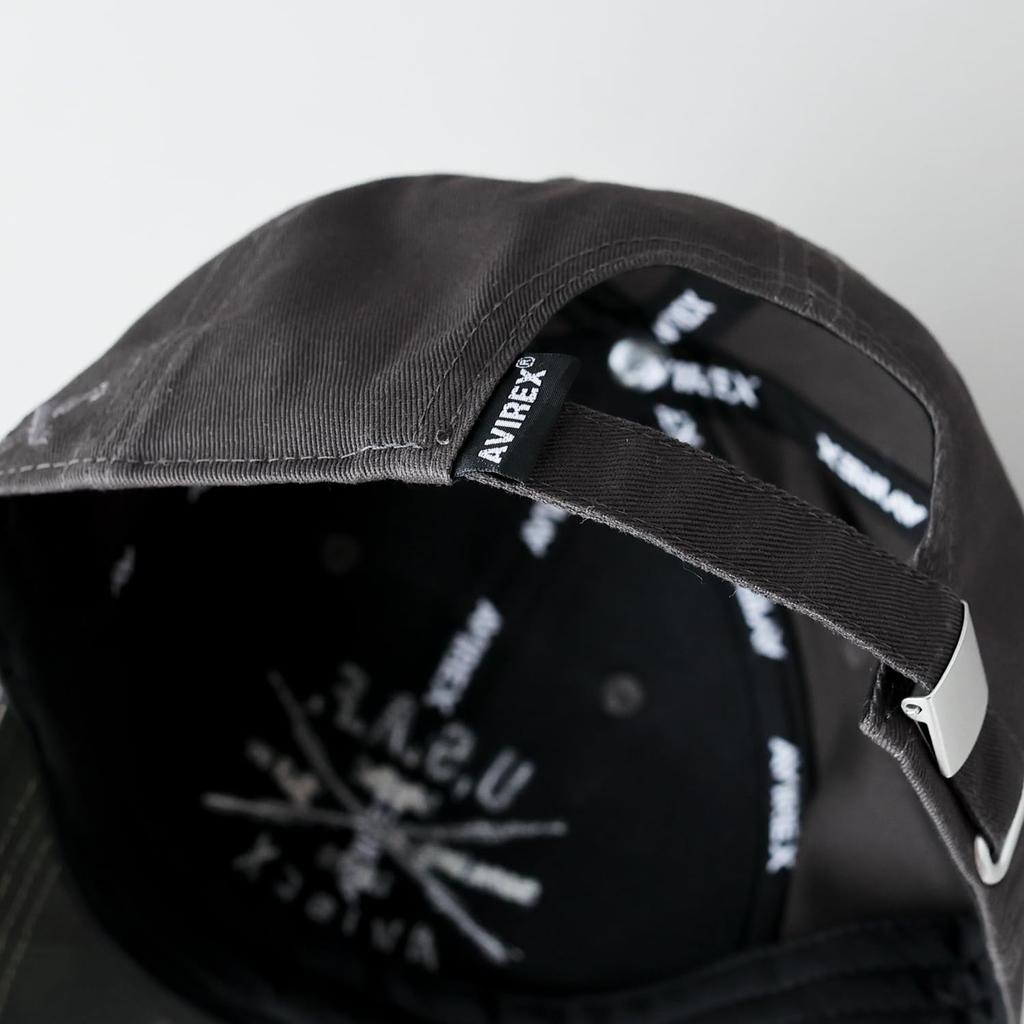 AVIREX ARMY Military Embroidered Baseball Cap for Men Free US BASE 6-Panel Low-Profile (JP, Alphabet, Size, Charcoal)