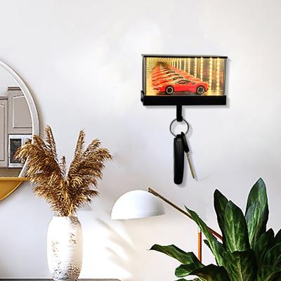 1/2 Pièces LED Lumineux Porte-clés de Garage de Voiture Montage Mural Miroir Porte-clés de Garage Décoratif Crochet à Clés Rangement