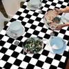 Plastic Table Cover Black and White Table Decorative Cloth  Birthday Party
