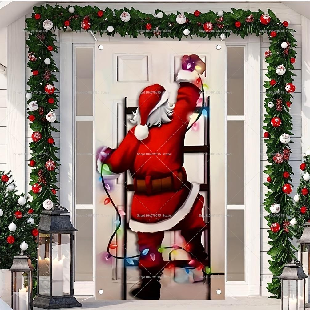 Christmas Old Man Door Banner Hanging Door Cover Banner Snowman Photography Background Indoor And Outdoor Porch Decoration