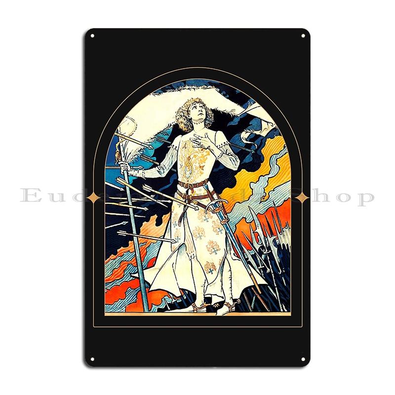 Giovanna d'Arco WW2 Cartello Metallico Club Pub Garage Decorazione Murale Classica Francia Giovanna d'Arco Cartello in Latta Poster