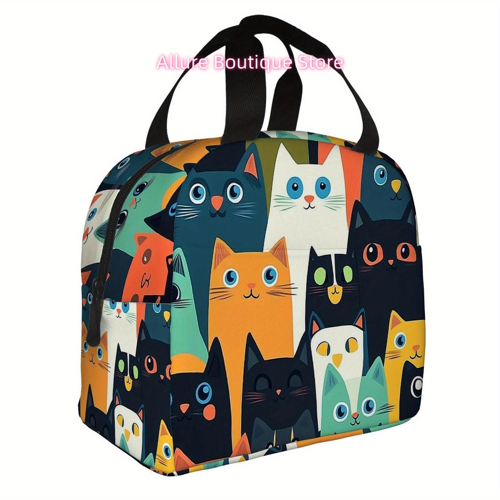 1pc Thermal Insulated Bag with Cute Cat Pattern - Non-Food Contact Thermal Insulation for Hot/Cold Storage, Office, Travel, Part