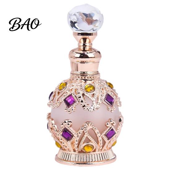 Empty Scent Container 15ML Vintage Luxury Refillable Perfume Bottle, Essential Oil & Fragrance Glass 15ml Bottle Dubai Arabian Style for Travel