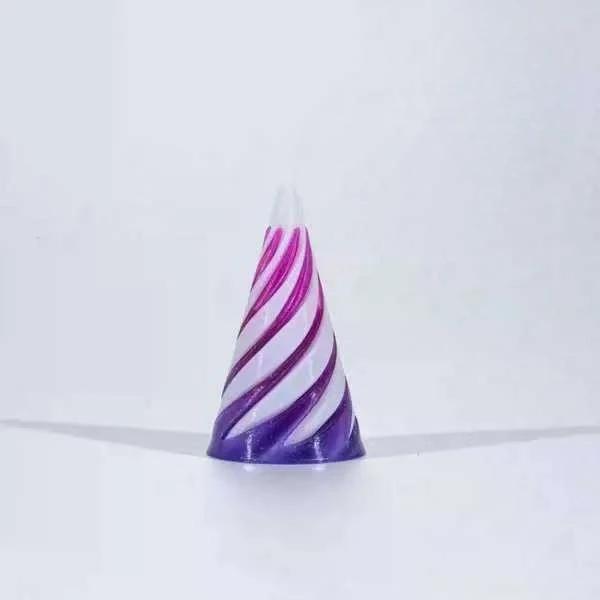 3DPrinted Spiral Cone Pyramid Passthrough Sculpture Vortex Illusion Cone Toy, Mini Spiral Ornament,Stress Relief Desk Decoration