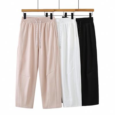 2026 Spring/Summer Plus Size High Waist Cropped Pants - Slimming Elastic Waist Women's Casual Pants