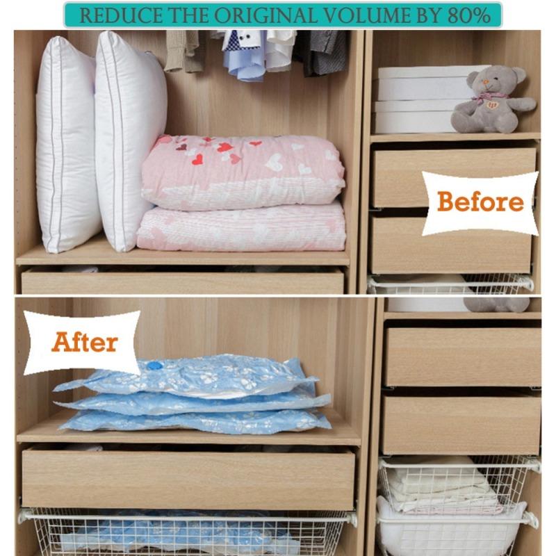 Thickened Vacuum Storage Bag For Cloth Compressed Bags with Hand Pump Reusable Blanket Clothes Quilt Organizer Travel