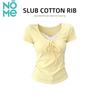 NOMe Women's Lace Spliced Tie-Up V-Neck Slim Fit T-Shirt