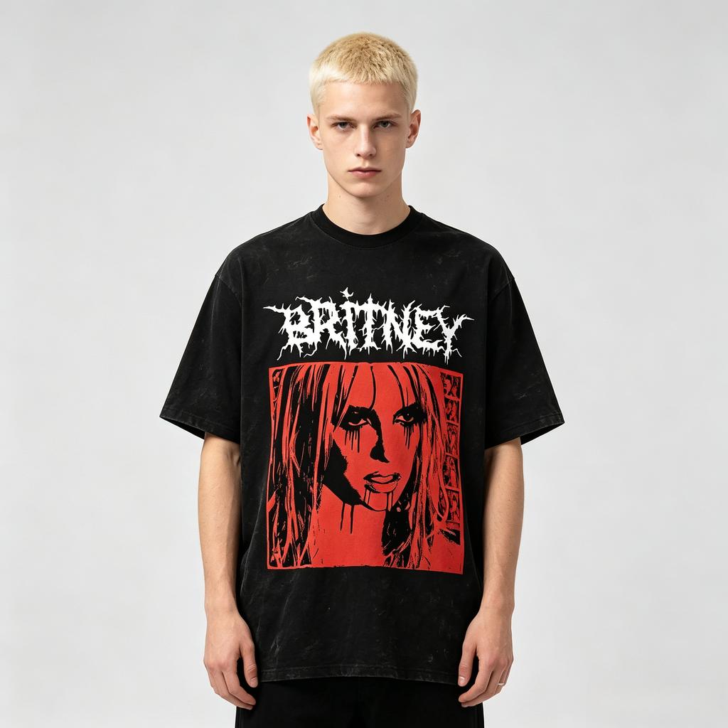 2026 Summer Britney Spears Metal Rock Graphic Tshirt Men Women Fashion Hip Hop T Shirts Vintage Short Sleeve Tee Oversized Y2k