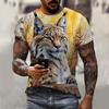 Summer Men's Summer Men's Casual T-shirt 3d Printed Lynx Bobcat Print Unisex Short-sleeved Fashion Trend Home Wear