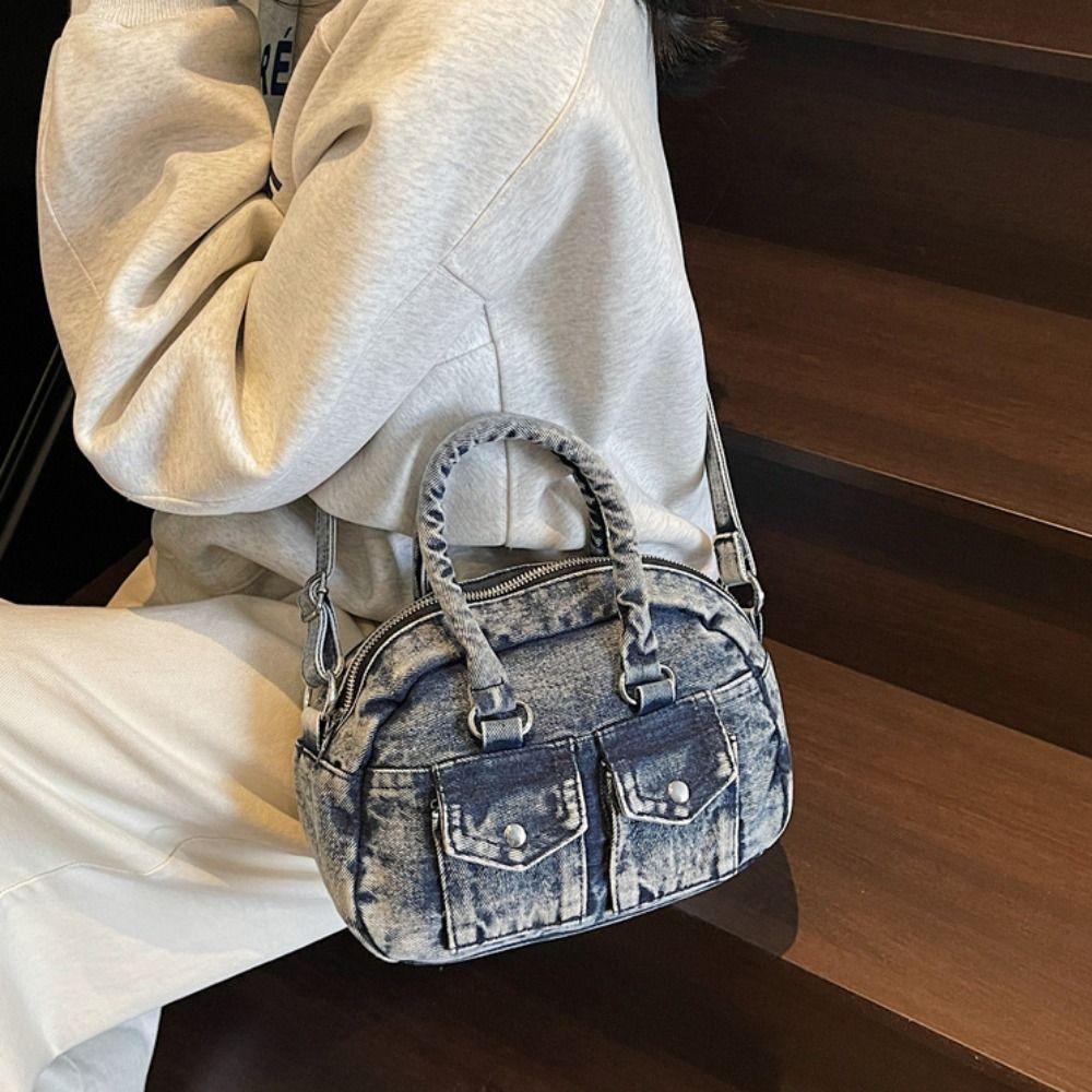 Handbag Retro Denim Bag Underarm Bag Washed Jean Bag Portable Spicy Girl Shoulder Bag  Shopping
