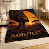Regal African Woman Sunset Coral Fleece Blanket Portrait Art