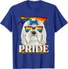 Maltese Dog Pride LGBTQ Rainbow Flag Sunglasses Graphic Tee Casual Cotton T-Shirt